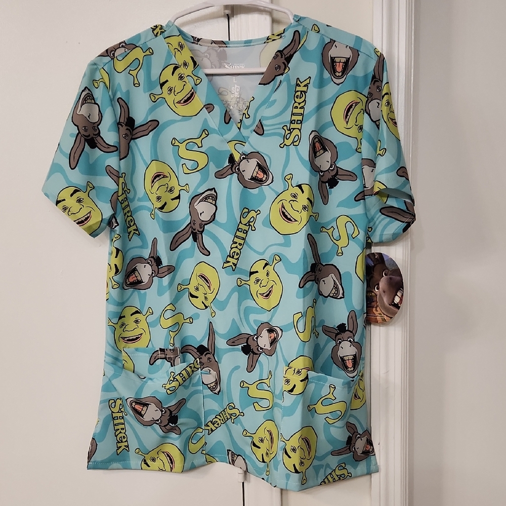 Shrek Themed Scrub Top